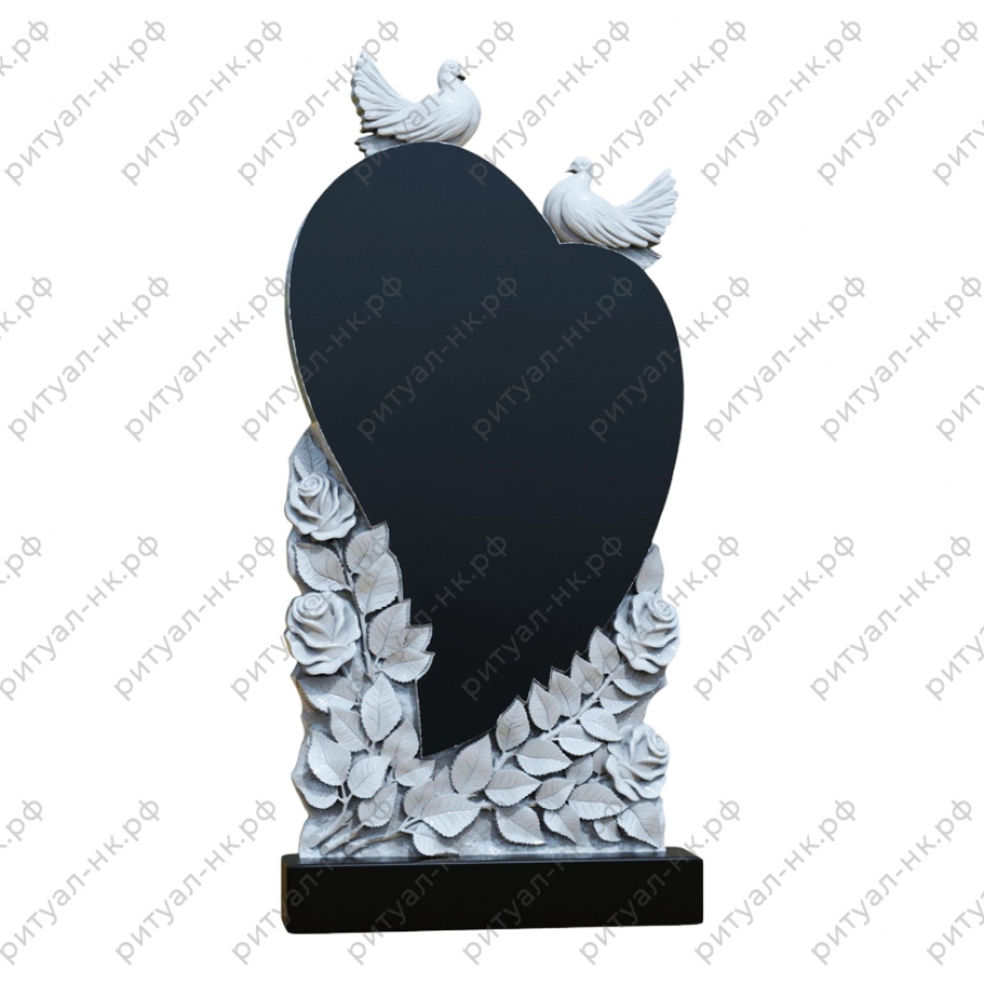 Резной памятник с сердцем № 4