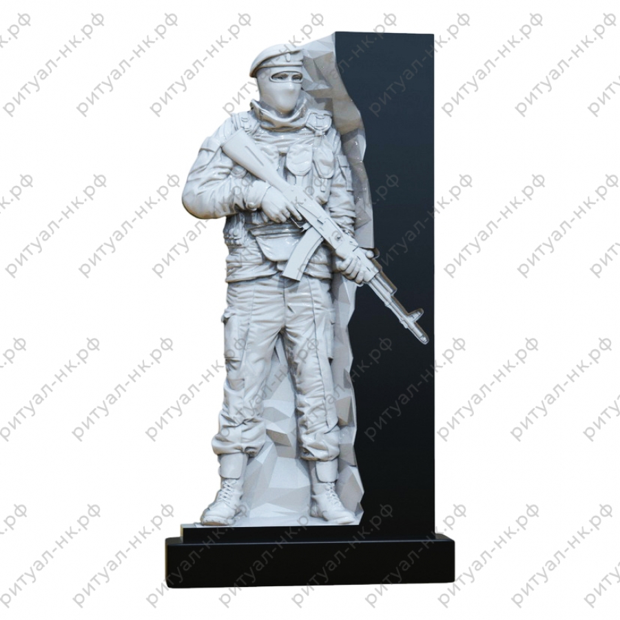Резной памятник военному № 7