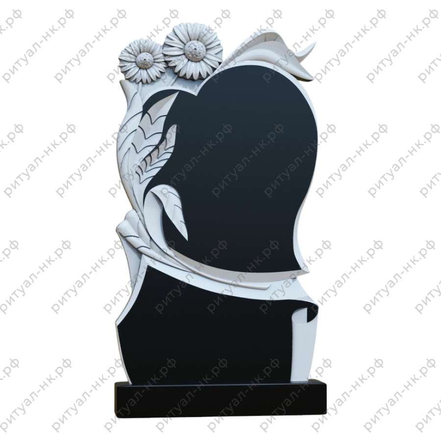 Резной памятник с сердцем № 1